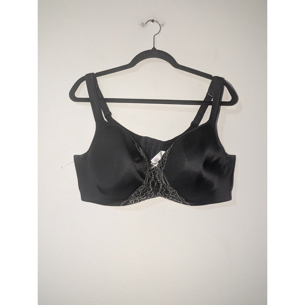44DD Cacique Black Lace Trim Balconette Underwire Bra